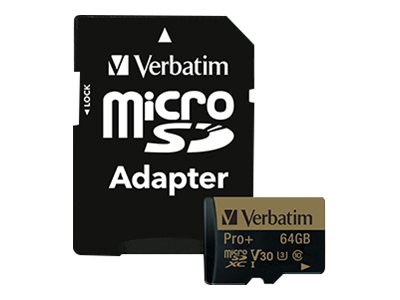 Verbatim PRO+ - flash memory card - 64 GB - microSDXC UHS-I
