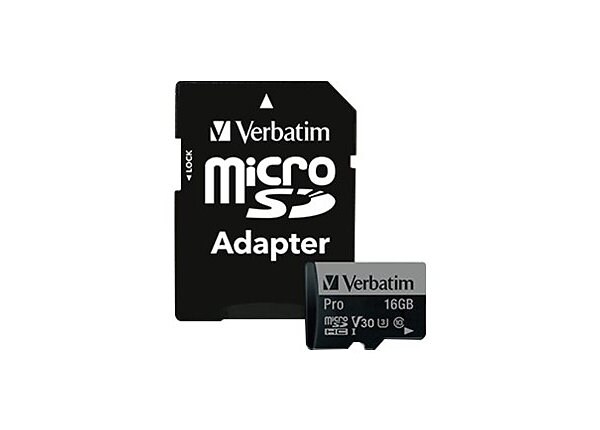 Verbatim PRO - flash memory card - 16 GB - microSDHC UHS-I