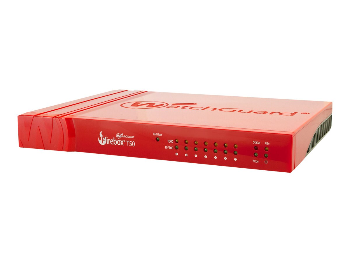 WatchGuard Firebox T50 - security appliance - WatchGuard Trade-Up Program - with 1 year Total Security Suite