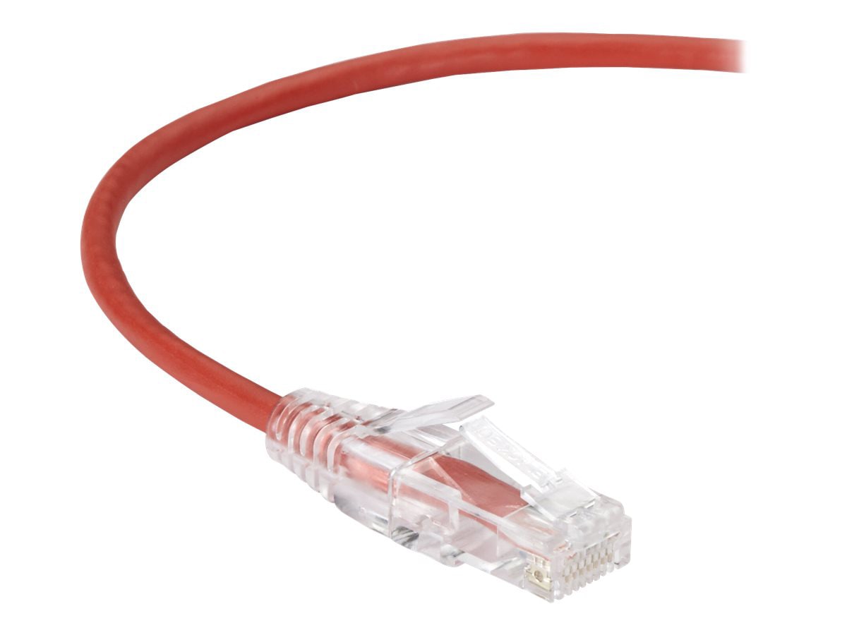 Black Box 7ft Slim-Net CAT6 Red 28AWG 250Mhz UTP Snagless Patch Cable 7'