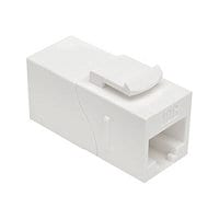 Tripp Lite Cat6a Straight-Through Modular In-Line Snap-In Coupler w/90-Degree Down-Angled Port, White (RJ45 F/F) -