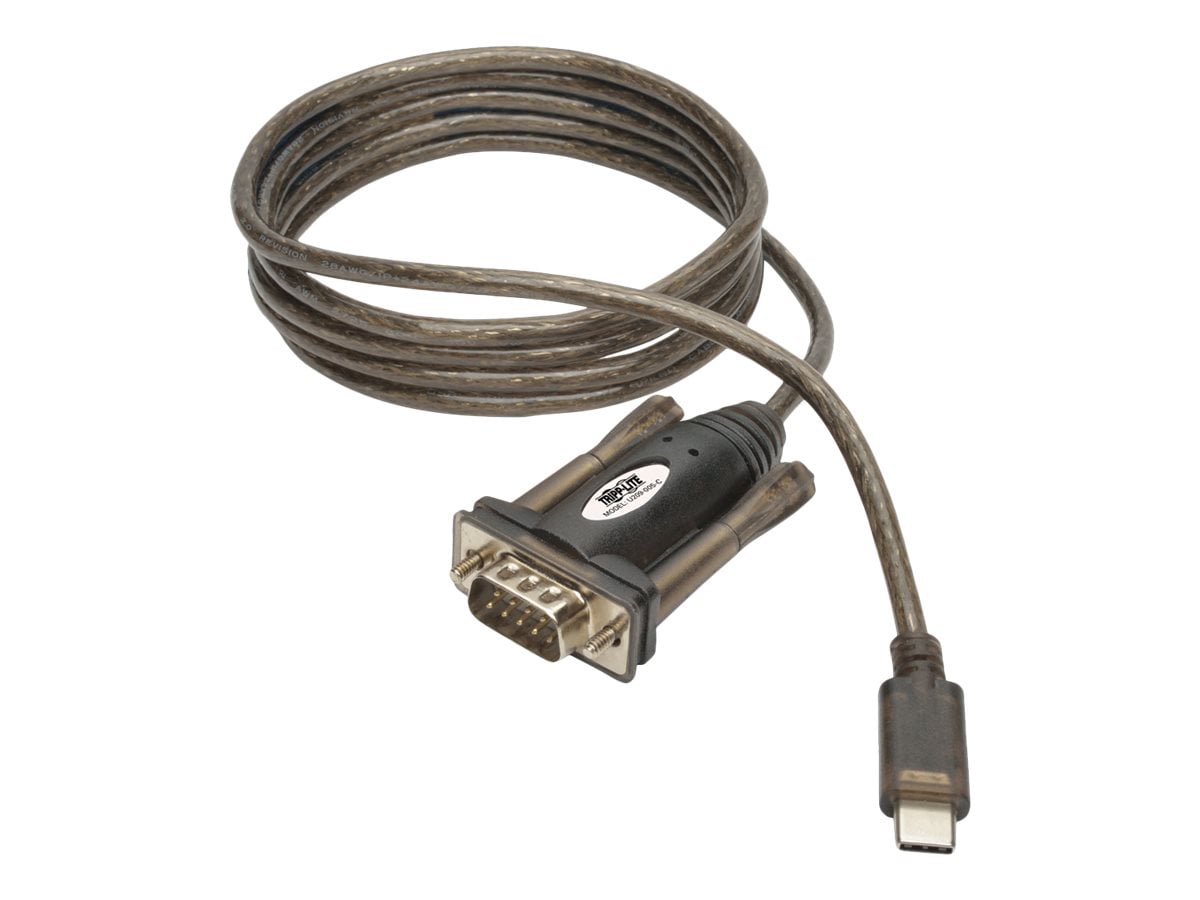 Tripp Lite USB USB-C to DB9 Adapter Cable to RS-232 M/M 5' 5ft - serial adapter - USB-C - RS-232 - U209-005-C - USB Adapters - CDW.com