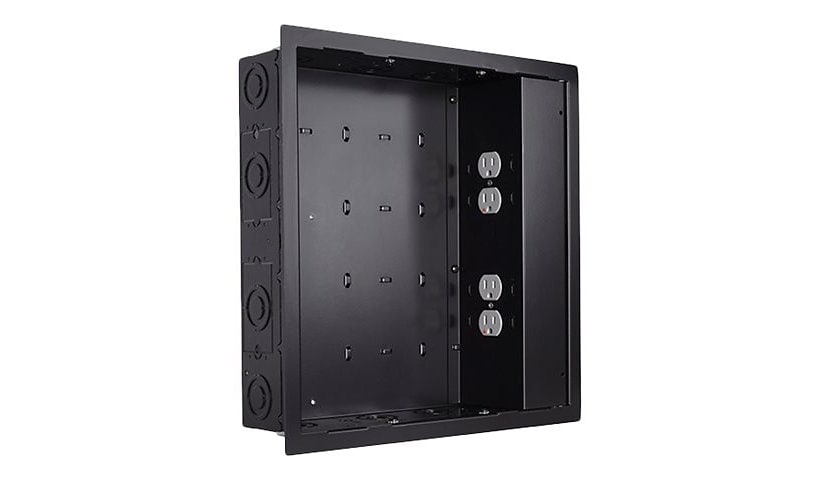 Chief Proximity In-Wall Storage Box with 4 Receptacle Filter and Surge Protection - For Flat Panel Displays - Black
