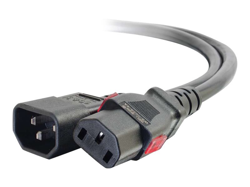 C2G 1ft Locking C14 to C13 10A 250V Power Cord Black - TAA - power cable - IEC 60320 C14 to IEC 60320 C13 - 1 ft