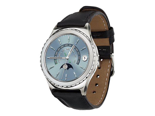Samsung Gear S2 Classic - platinum - smart watch with strap black - 4 GB