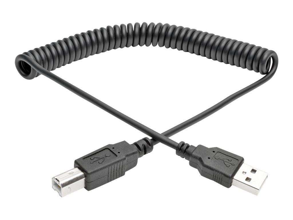 Eaton Tripp Lite Series USB 2.0 A to B Coiled Cable (M/M), 10 ft. (3.05 m) - USB cable - USB to USB Type B - 10 ft