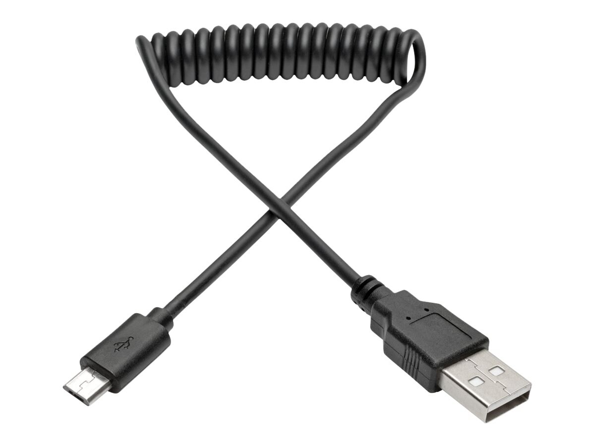 Tripp Lite 6ft USB 2.0 Hi-Speed A to Micro-B-USB Cable Coiled M/M 6' - USB cable - USB to Micro-USB Type B - 6 ft