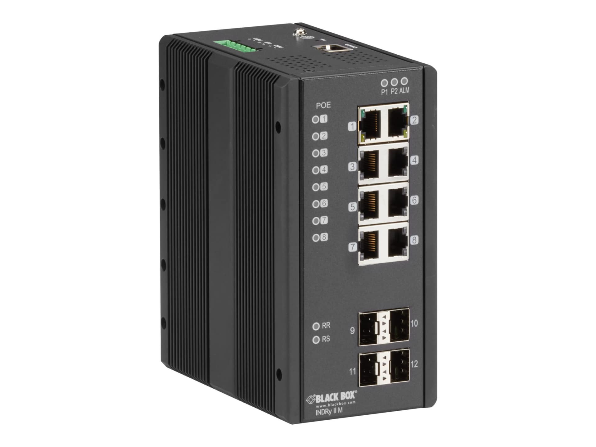 Black Box Industrial Managed Ethernet PoE+ Switch - switch - 12 ports - managed