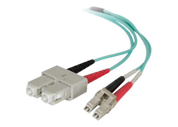 C2G/Legrand 30m LC-SC 50/125 OM4 Duplex Multimode PVC Fiber Optic Cable - Aqua - network cable - 30 m - aqua