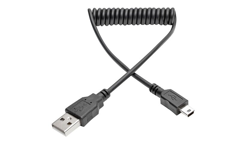 Tripp Lite 3ft Hi-Speed USB 2.0 to Mini-B Cable Coiled USB A-Mini-B M/M 3'