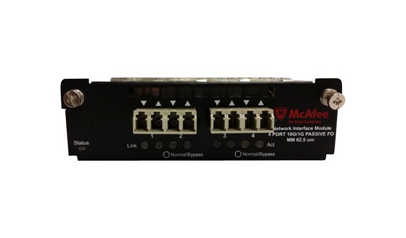 McAfee 4-port 10/1 Gigabit MM 62.5 micron with internal fail-open interface module - expansion module - Gigabit Ethernet