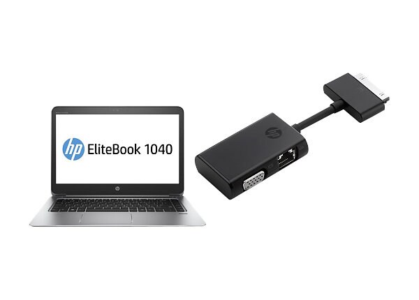 HP EliteBook 1040 G3 - 14" - Core i5 6300U - 8 GB RAM - 256 GB SSD - US - with HP Dock Connector to Ethernet/VGA Adapter