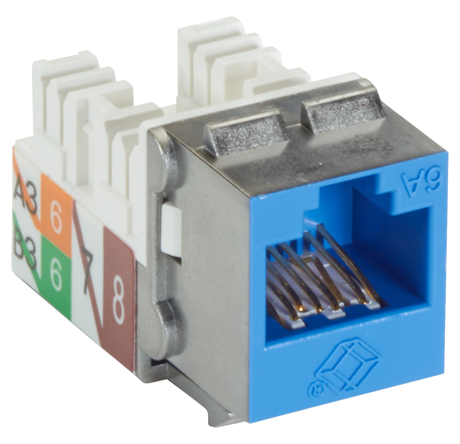 Black Box Blue CAT6A 110 Punch Down Keystone RJ45 Jack ETL 500Mhz 25 Pack