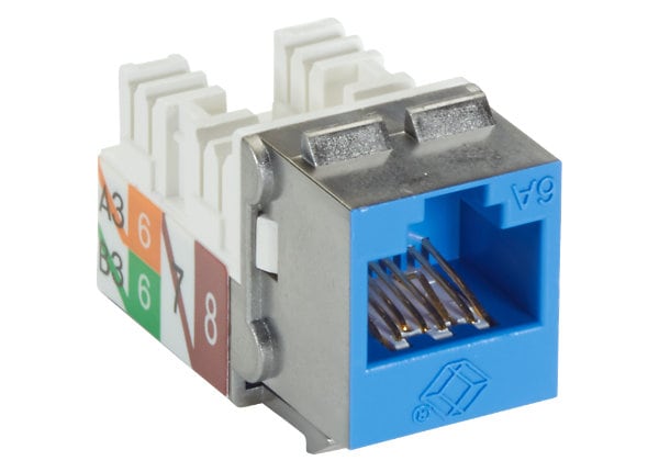 Black Box Blue CAT6A 110 Punch Down Keystone RJ45 Jack ETL 500Mhz 25 Pack