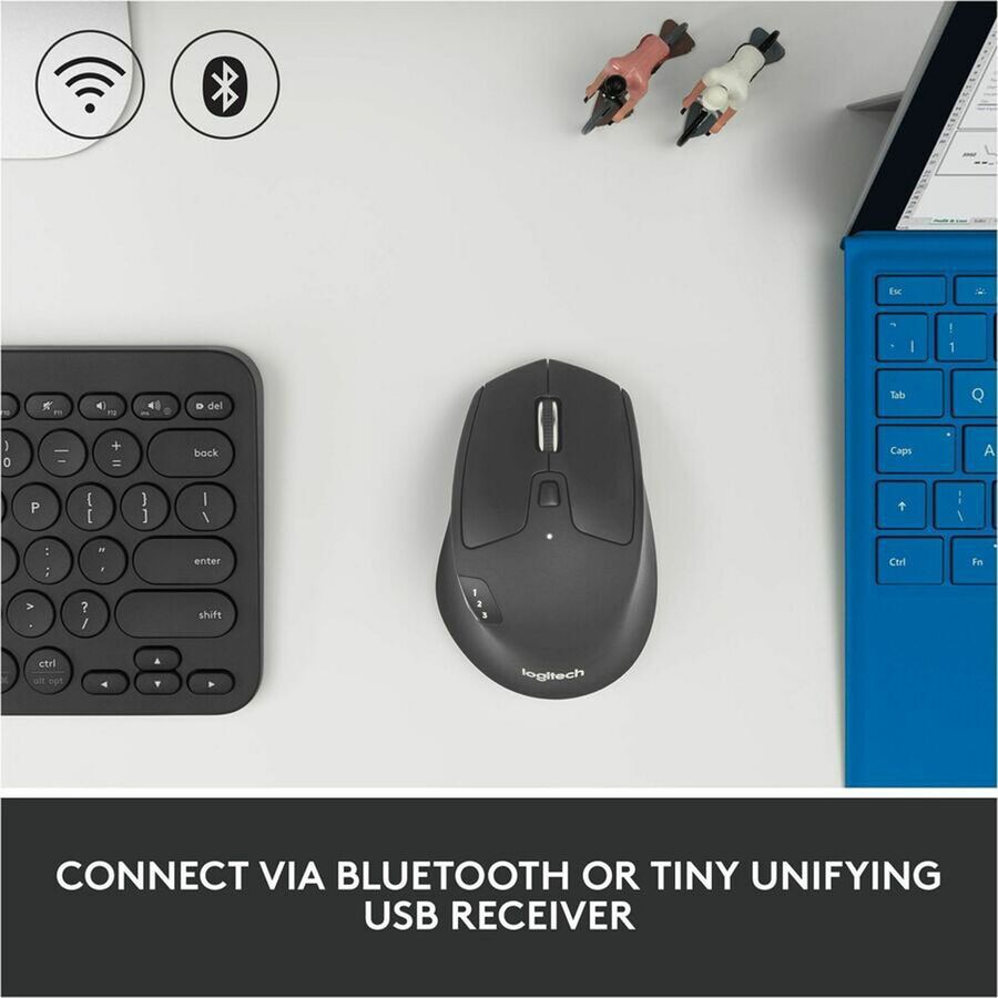 Thumbnail 6 of 12 for Logitech M720 Triathlon Multi-Device Wireless Mouse, Bluetooth, USB Unifying Receiver, 1000 DPI, 8 Buttons, Black
