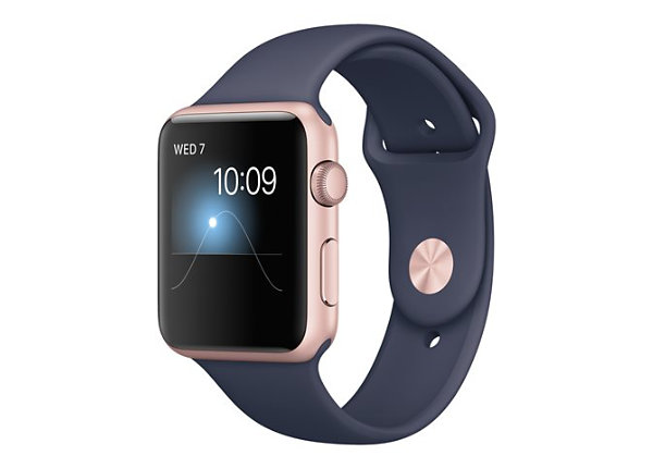 Apple Watch Series 1 - rose gold aluminum - smart watch with sport band midnight blue