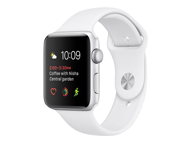 Apple Watch Series 2 - silver aluminum - smart watch with sport band white