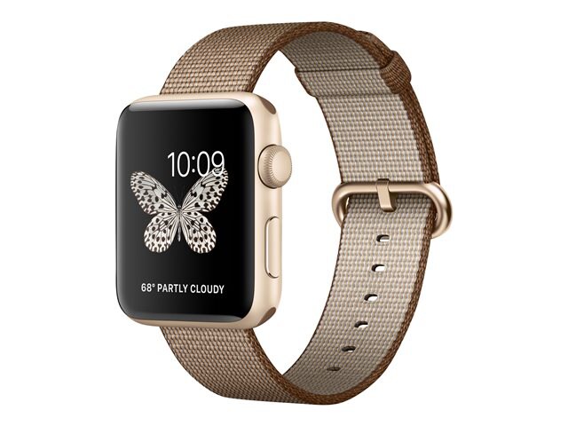 Apple Watch Series 2 - gold aluminum - smart watch with band toasted coffee/caramel