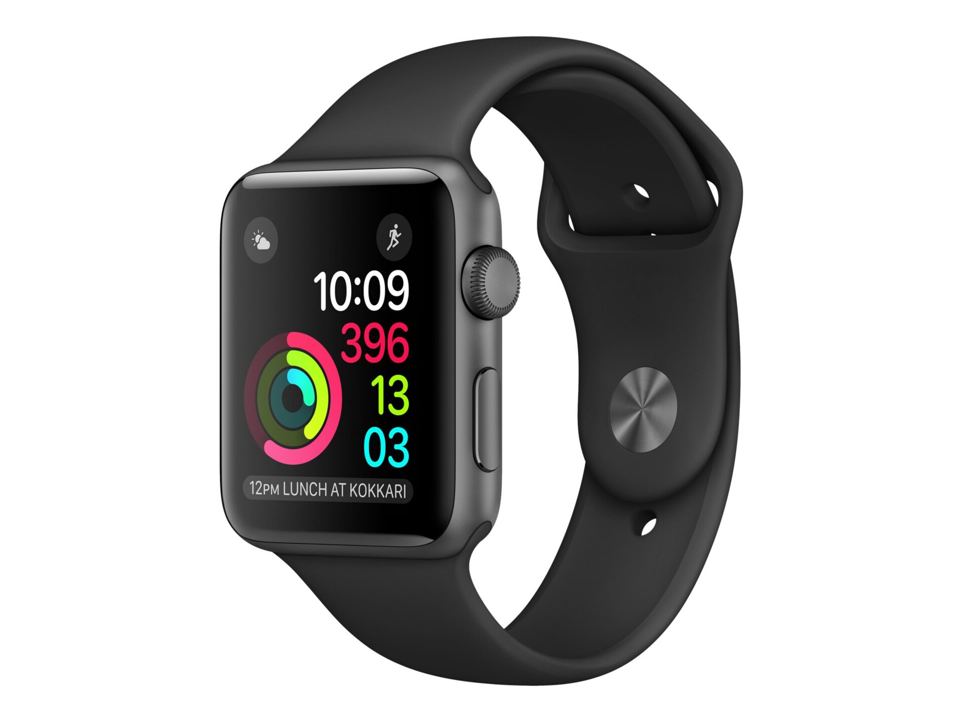 Apple Watch Series 2 - space gray aluminum - smart watch with sport band - black