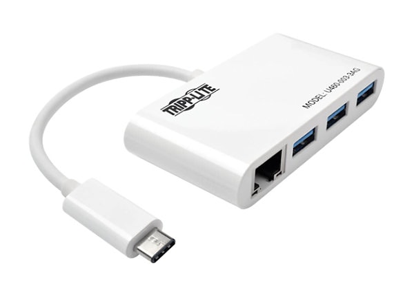 Lite 3-Port USB-C to USB-A Hub Portable w/ Gigabit Port RJ45 - hub - 3 ports - U460-003-3AG - USB Hubs - CDW.com