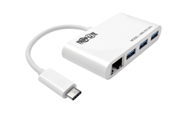 USB-C® to Ethernet Adapter with 3-Port USB Hub - Black, USB Hubs and Cards, USB Cables, Adapters, and Hubs