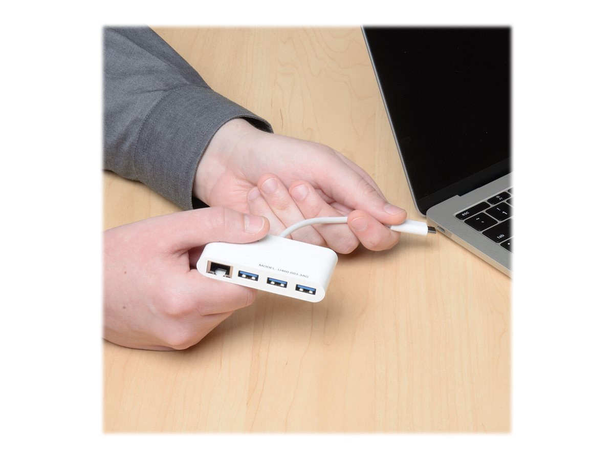 Thumbnail 4 of 11 for Eaton Tripp Lite Series 3-Port USB 3.x (5Gbps) Hub with LAN Port, USB-C to 3x USB-A Ports and Gigabit Ethernet, White