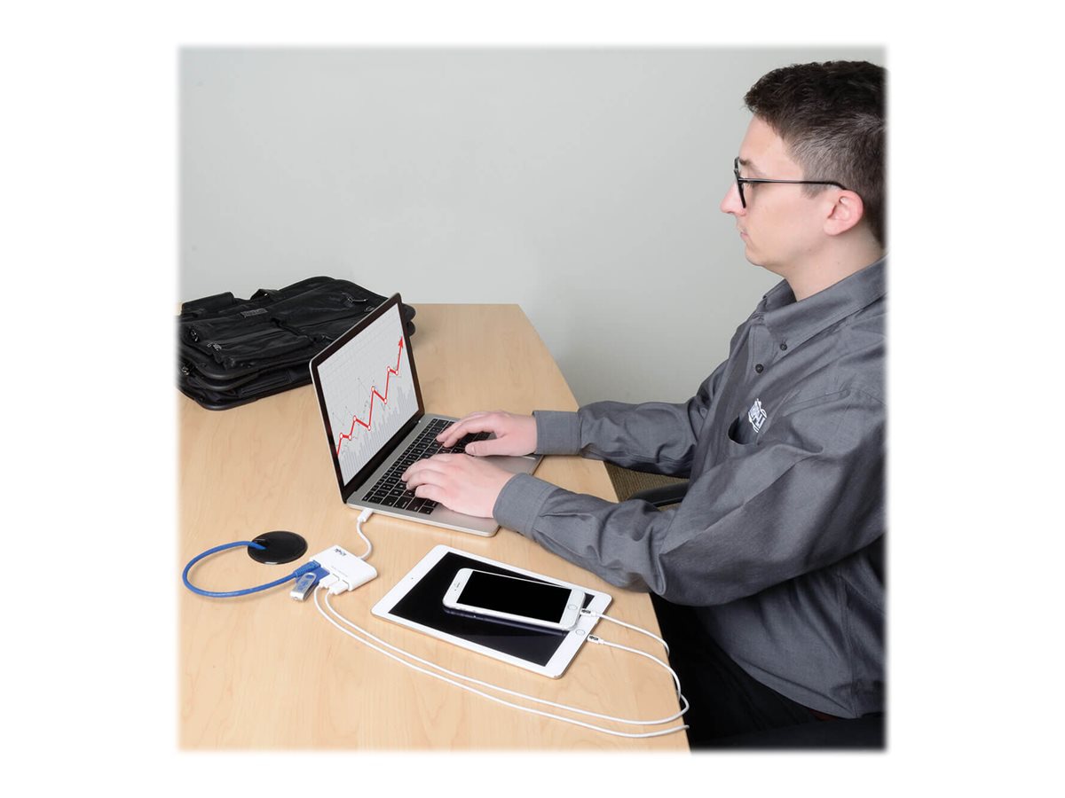 Thumbnail 5 of 11 for Eaton Tripp Lite Series 3-Port USB 3.x (5Gbps) Hub with LAN Port, USB-C to 3x USB-A Ports and Gigabit Ethernet, White