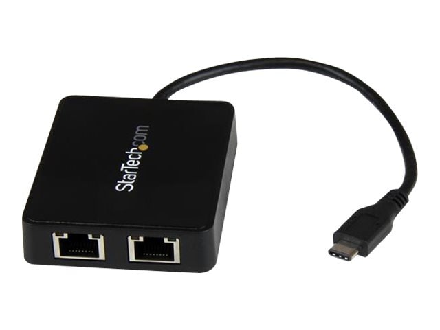 StarTech.com Dual Port USB C to Gigabit Ethernet Adapter NIC w/ USB A Port  - US1GC301AU2R - USB Adapters 