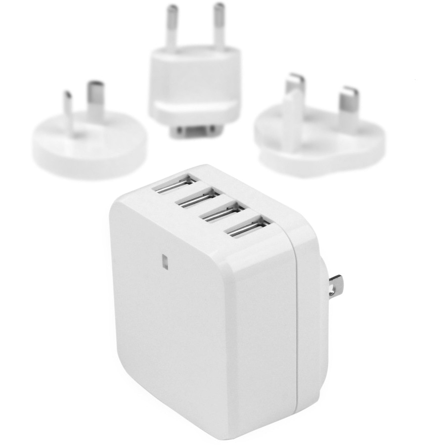 StarTech.com Travel USB Wall Charger - 4 Port - White - Universal Travel Ad