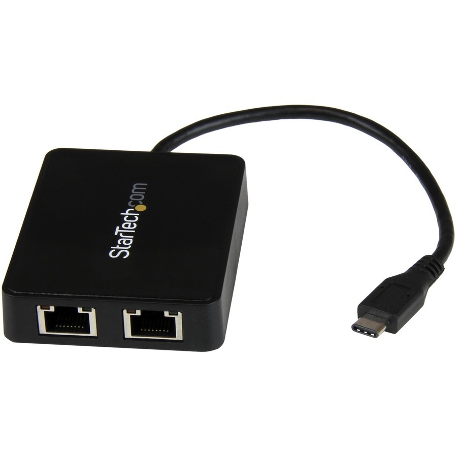 StarTech.com Dual Port USB C to Gigabit Ethernet Adapter, NIC w/ USB A Port, USB Dual Gigabit Adapter, Type-C Ethernet