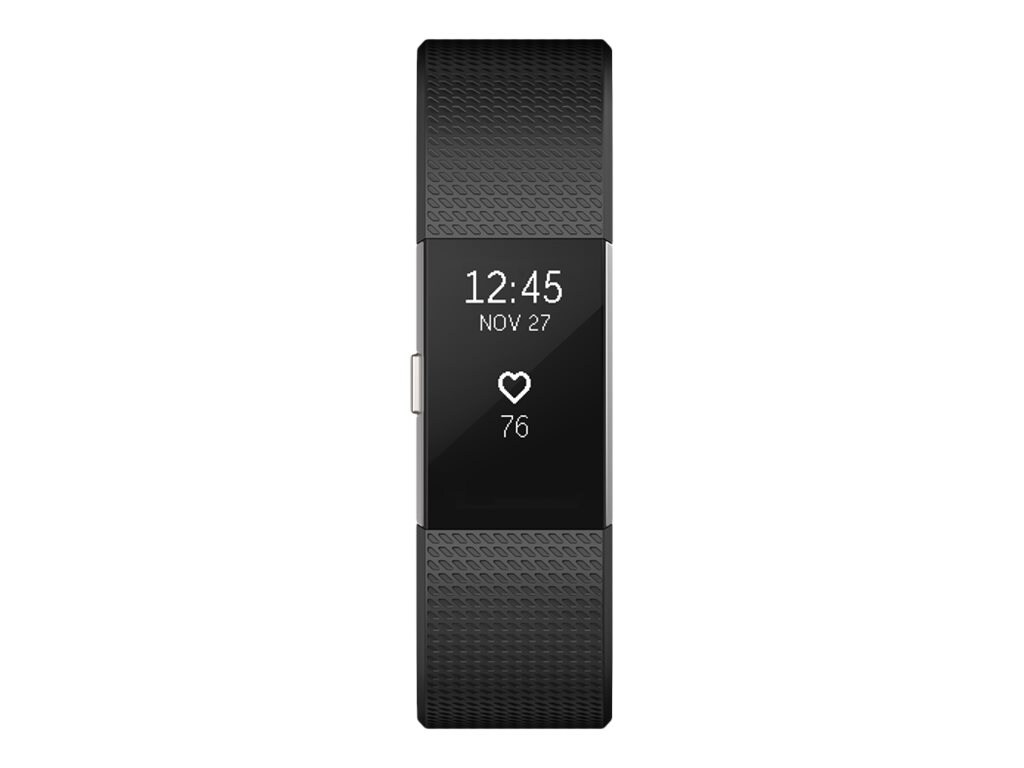 Fitbit Charge 2 - silver - activity tracker with band - black - silver
