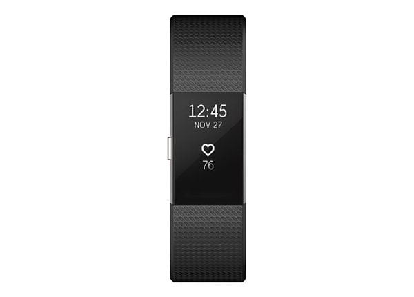 Fitbit Charge 2 - silver - activity tracker with band - black - silver