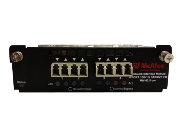 McAfee 4-port 10/1 Gigabit MM 62.5 micron with internal fail-open interface module - expansion module - Gigabit Ethernet