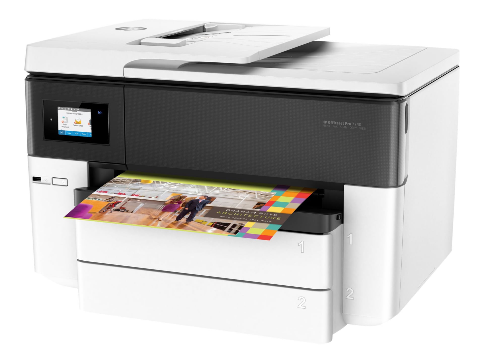 HP OfficeJet Pro 7740 Wide Format All-in-One Printer, Rated Speed