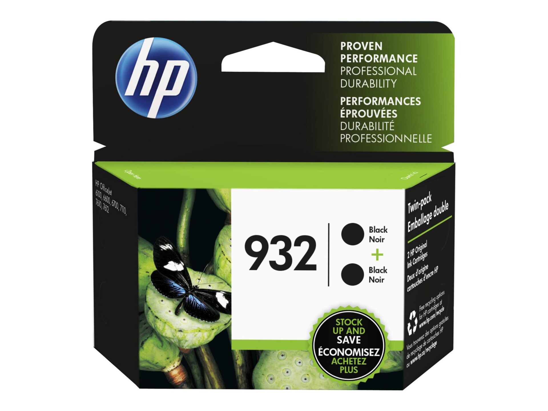HP 932 - 2-pack - black - original - ink cartridge