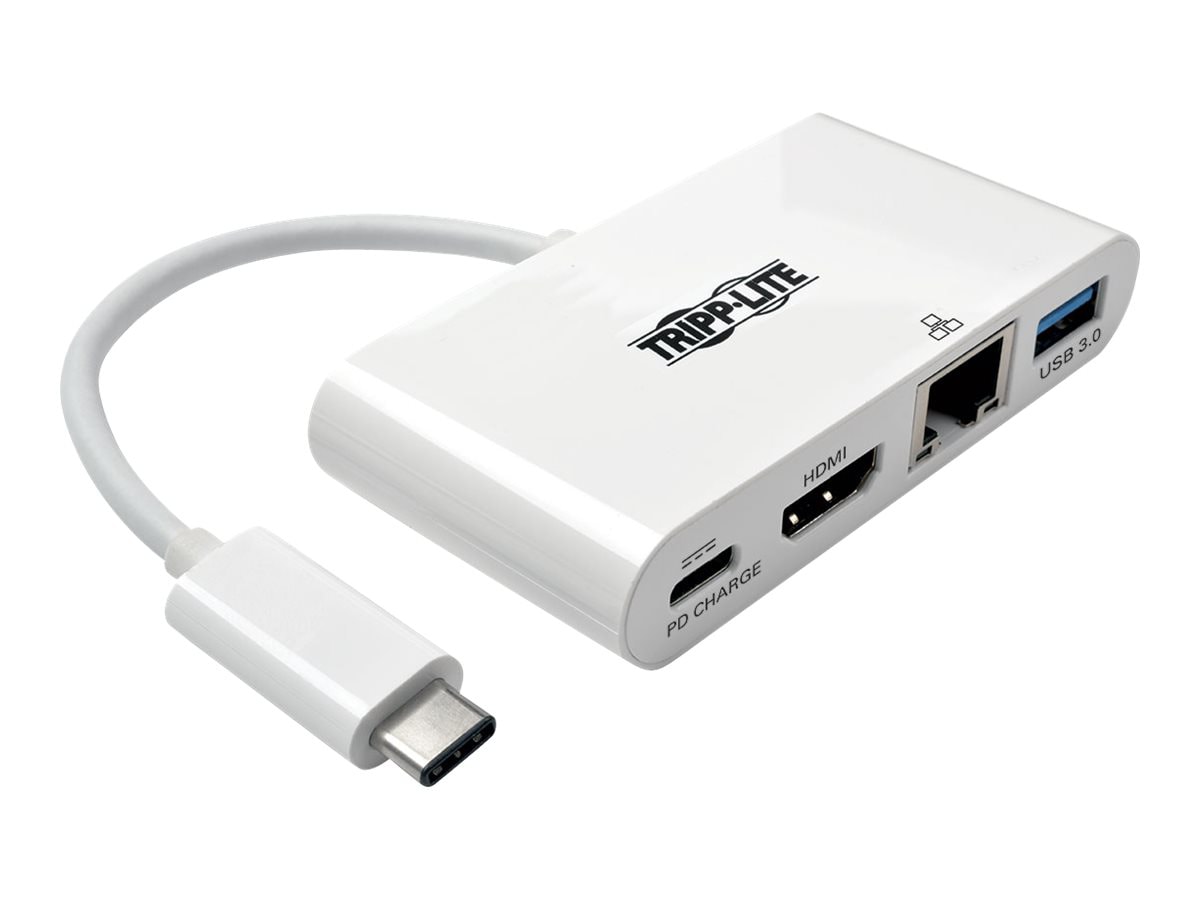 Eaton Tripp Lite Series USB C to HDMI Multiport Video Adapter Converter w/ USB-A Hub, USB-C PD Charging, Gigabit