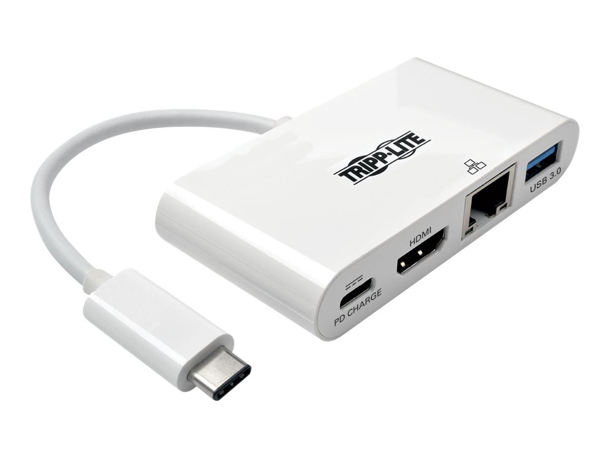 Eaton Tripp Lite Series USB C to HDMI Multiport Video Adapter Converter w/ USB-A Hub, USB-C PD Charging Port & Gigabit