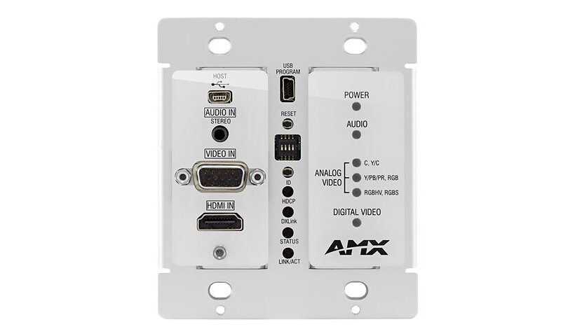 AMX DXLink Multi-Format Decor Style Wallplate Transmitter - video/audio ext
