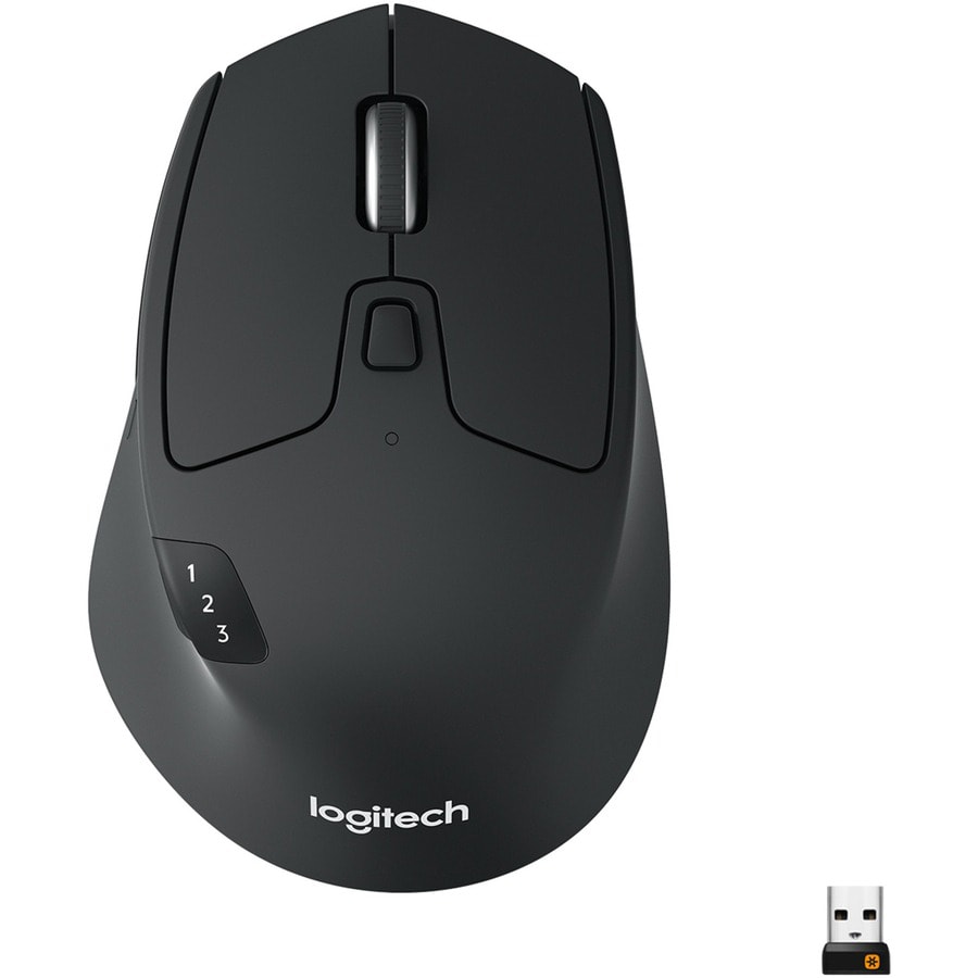 Logitech M720 Triathlon Multi-Device Wireless Mouse, Bluetooth, USB Unifying Receiver, 1000 DPI, 8 Buttons, 2-Year