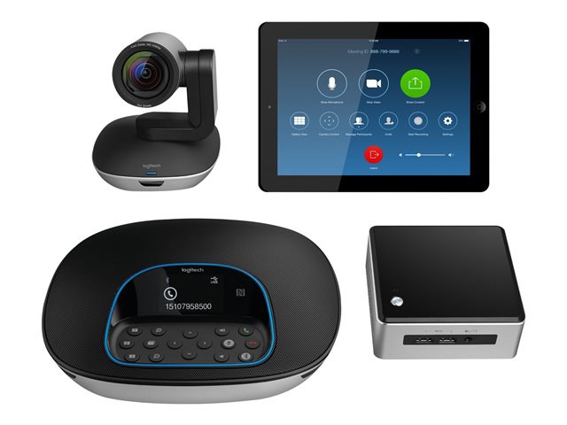 Zoom Room Kit w/ Logitech GROUP, Intel NUC and iPad Mini 2