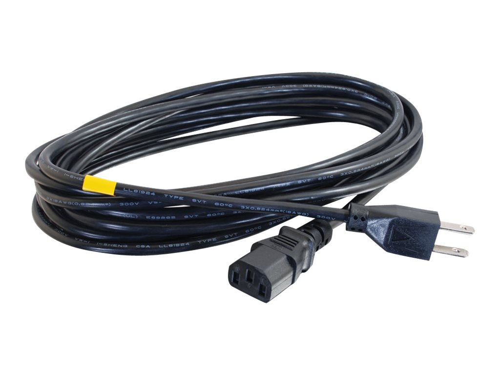 Thumbnail 2 of 4 for C2G 10ft Universal Power Cord - 18 AWG - NEMA 5-15P to IEC320C13