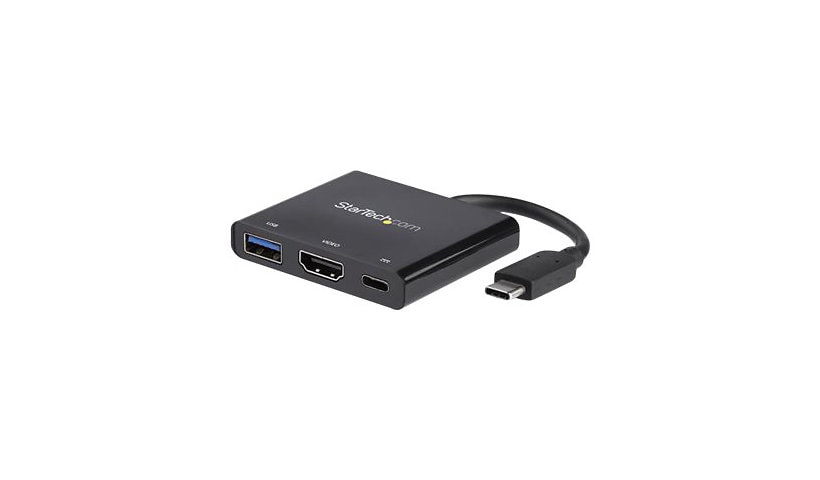 StarTech.com USB C Multiport Adapter with HDMI 4K & 1x USB 3.0 - PD - Mac & Windows - USB Type C All in One Video