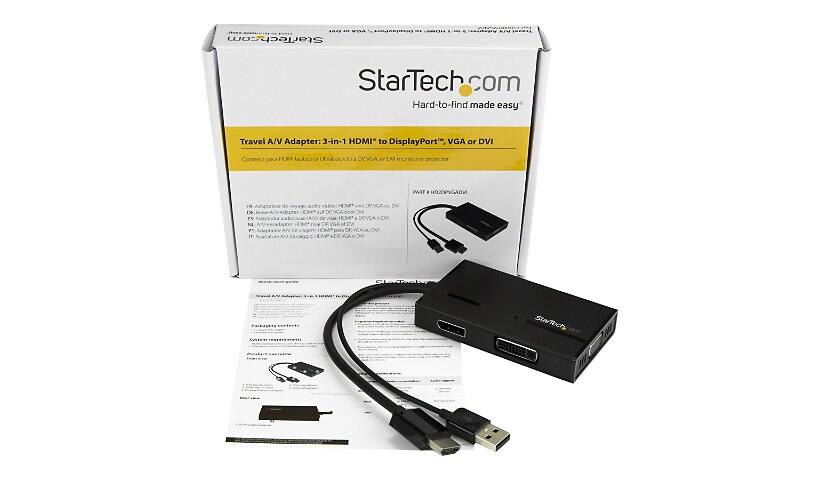 StarTech.com 3-in-1 HDMI Adapter - HDMI to DisplayPort, VGA or DVI - Active