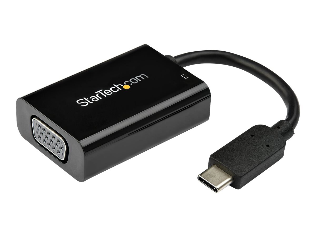 StarTech.com USB C to VGA Adapter Converter w/ 60W PD Pass-through - Black