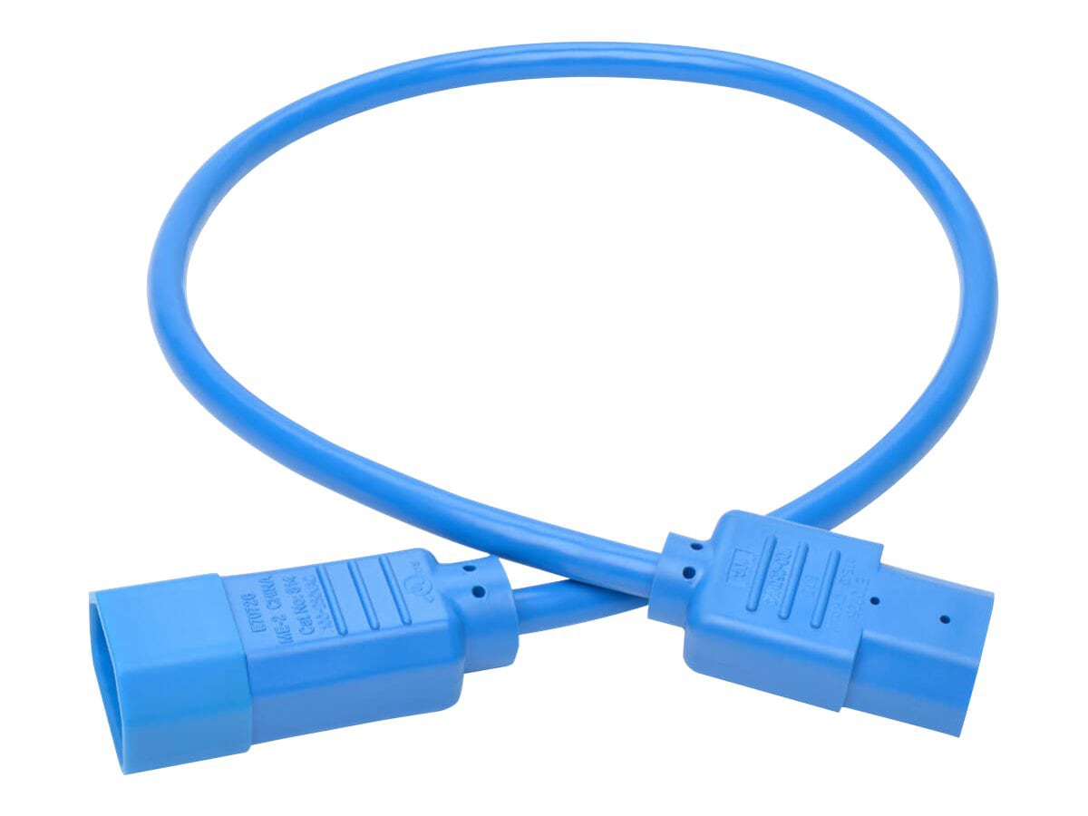 Tripp Lite Computer Power Extension Cord 10A 18AWG C14 to C13 Blue 2' 2ft