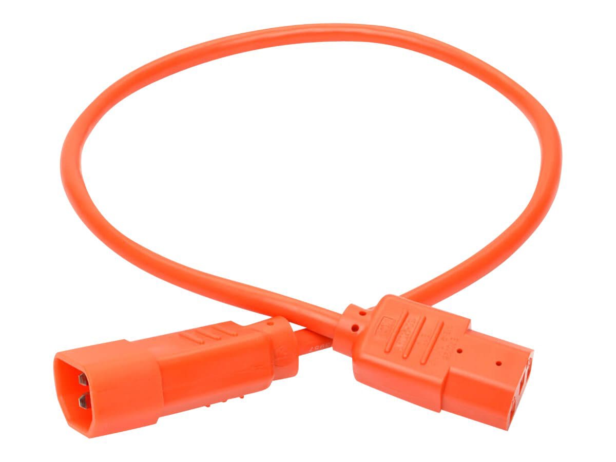 Eaton Tripp Lite Series PDU Power Cord, C13 to C14 - 10A, 250V, 18 AWG, 2 ft. (0.61 m), Orange - power extension cable -