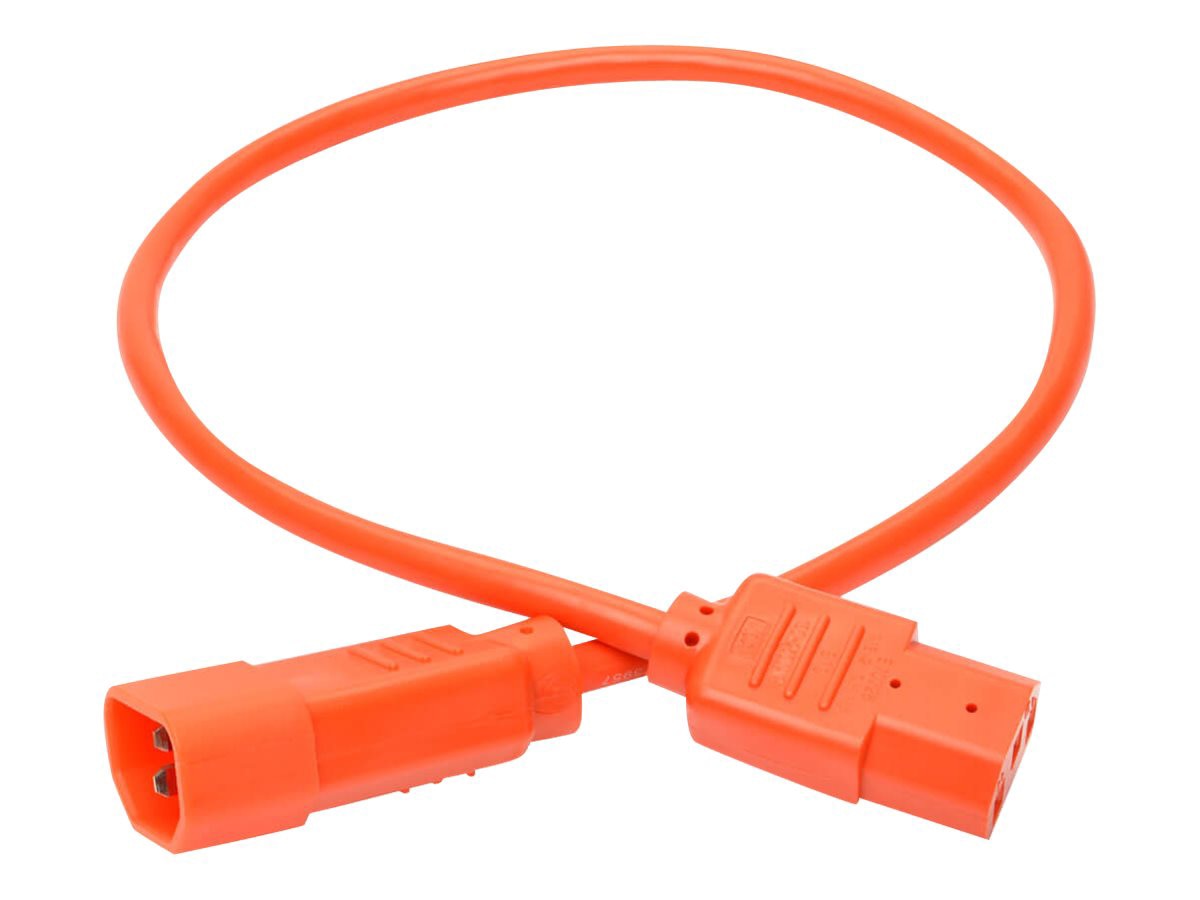 Tripp Lite Computer Power Extension Cord 10A 18AWG C14 to C13 Orange 2' 2ft