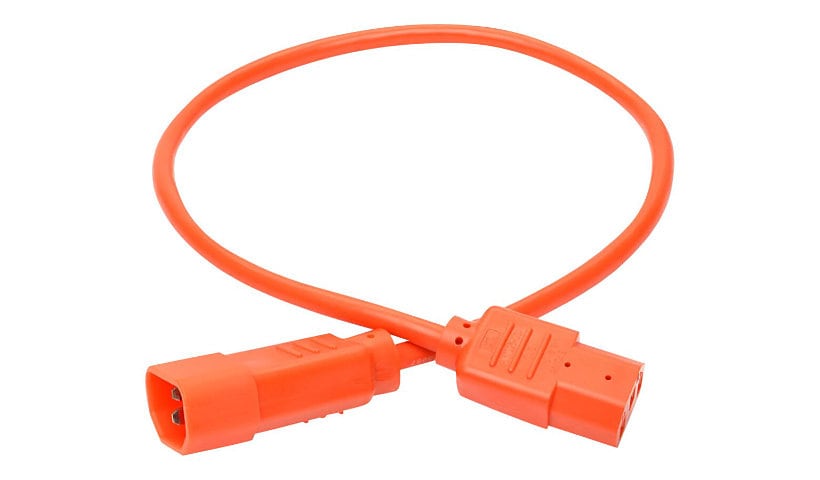 Eaton Tripp Lite Series PDU Power Cord, C13 to C14 - 10A, 250V, 18 AWG, 2 ft. (0.61 m), Orange - power extension cable -