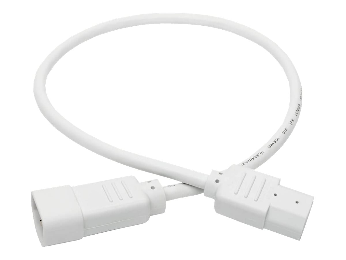 Eaton Tripp Lite Series PDU Power Cord, C13 to C14 - 10A, 250V, 18 AWG, 2 ft. (0.61 m), White - power extension cable -
