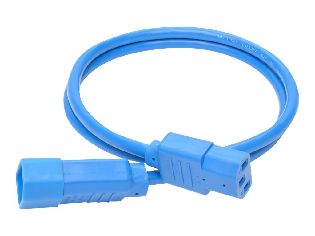 Tripp Lite Computer Power Extension Cord 10A 18AWG C14 to C13 Blue 3' 3ft